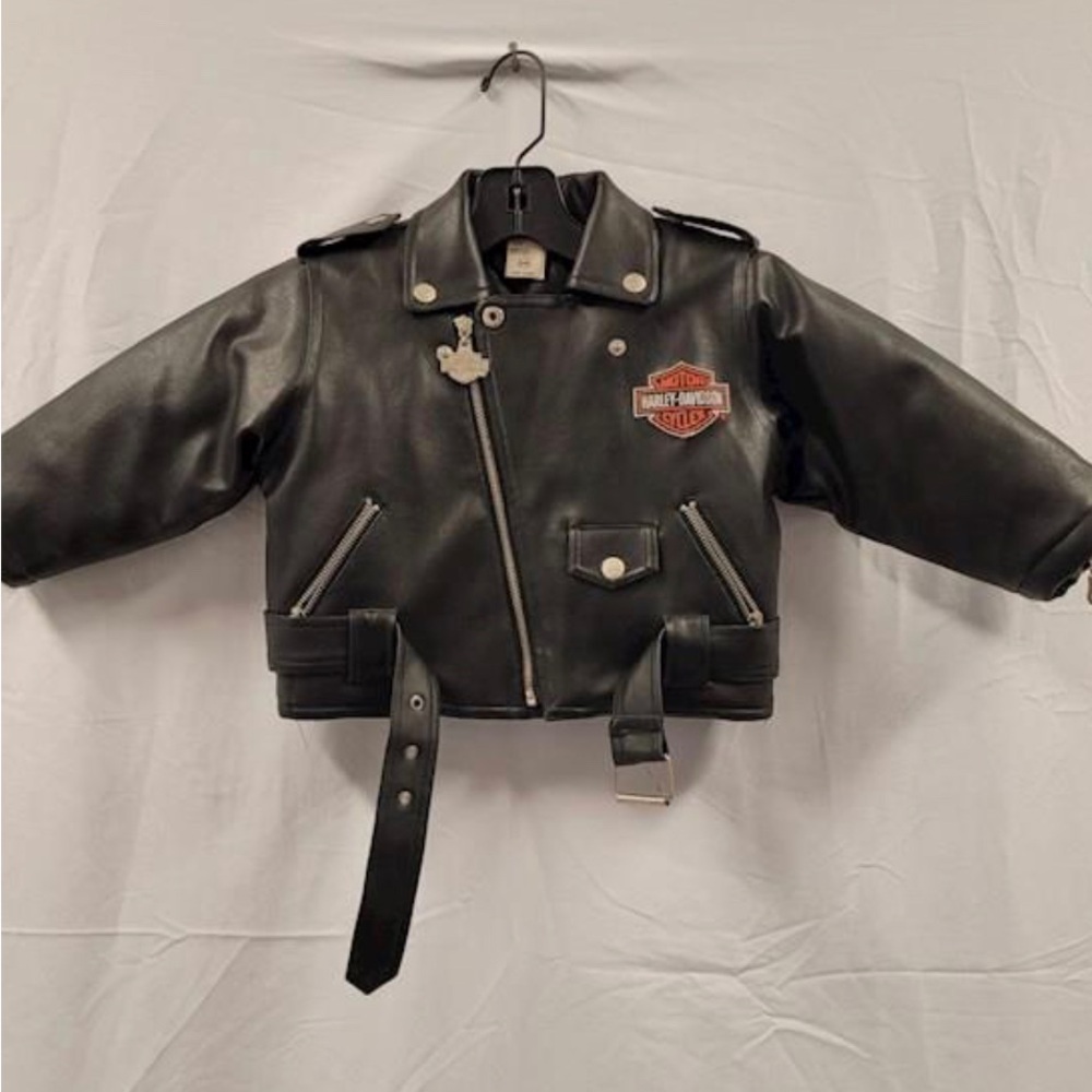 Harley-Davidson Black Faux Leather Riding Jacket Infant's 24M